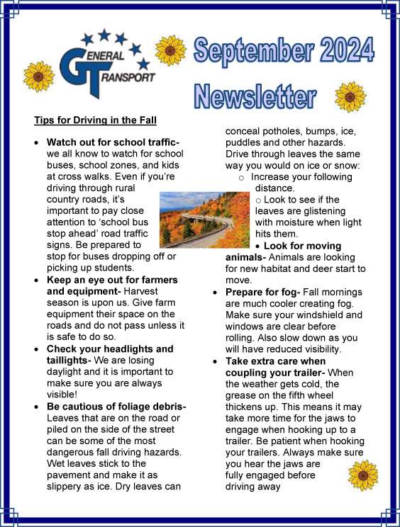 General Transport September 2024 Newsletter